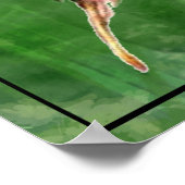 木の絵画スズメの水色 ポスター (角)