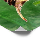 木の絵画スズメの水色 ポスター (角)