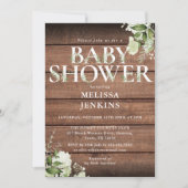 木の緑素朴のフローラレターベビーシャワー 招待状 (正面)