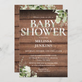 木の緑素朴のフローラレターベビーシャワー 招待状 (正面/裏面)