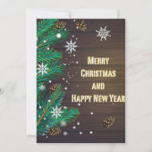 木の背景にクリスマスの挨拶 シーズンカード (正面)