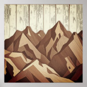 木の背景に素朴山の景色 ポスター (正面)