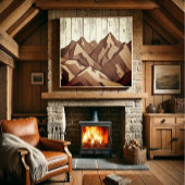 木の背景に素朴山の景色 ポスター