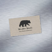 木の背景に黒い熊フェイクのシルエット マグネット名刺 (インサイチュ)