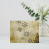 木の背景のガラスの雪 ポストカード (スタンド正面)