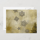 木の背景のガラスの雪 ポストカード (正面/裏面)