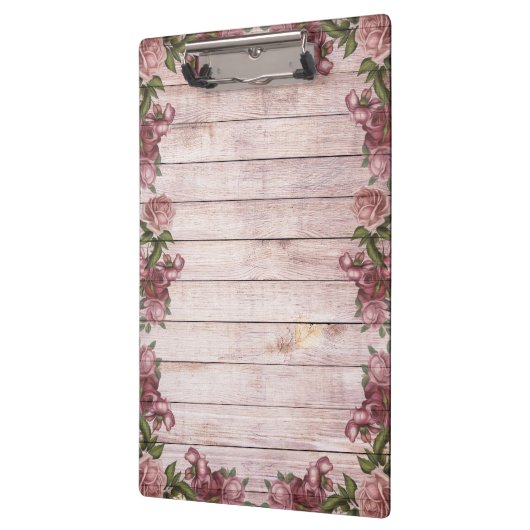 木の背景のモダンでエレガントなピンクのマゼンタのバラ クリップボード (左)