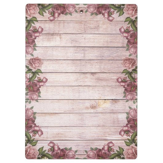 木の背景のモダンでエレガントなピンクのマゼンタのバラ クリップボード (裏面)