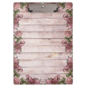 木の背景のモダンでエレガントなピンクのマゼンタのバラ クリップボード (正面)