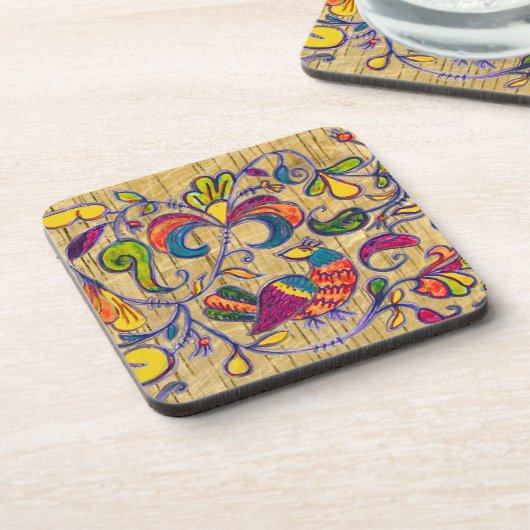 木の背景の北の鳥 コースター (左側)