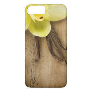 木の背景上のバニラポッドそして花 iPhone 8 PLUS/7 PLUSケース