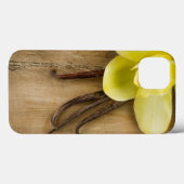 木の背景上のバニラポッドそして花 Case-Mate iPhoneケース (裏面 (横))