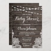 木の背素朴景を持つベビーシャワー招待状 招待状 (正面/裏面)