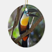 木の自然の景色の美しいtoucan鳥 セラミックオーナメント (左)