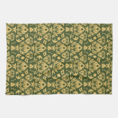 木の花のダマスク織パターン背景 キッチンタオル (横)