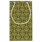 木の花のダマスク織パターン背景 スモールペーパーバッグ (裏面)