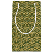 木の花のダマスク織パターン背景 スモールペーパーバッグ (正面)