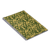 木の花のダマスク織パターン背景 ノートブック (右側)