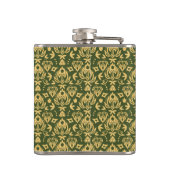 木の花のダマスク織パターン背景 フラスク (裏面)