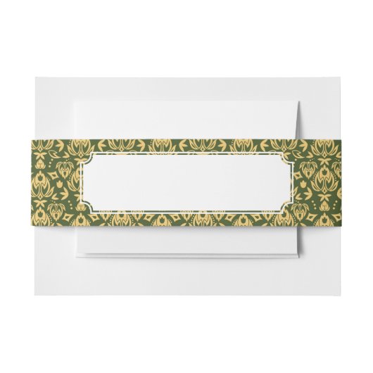 木の花のダマスク織パターン背景 招待状ベリーバンド (正面例)