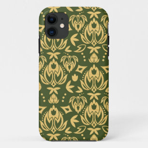木の花のダマスク織パターン背景 iPhone 11 ケース