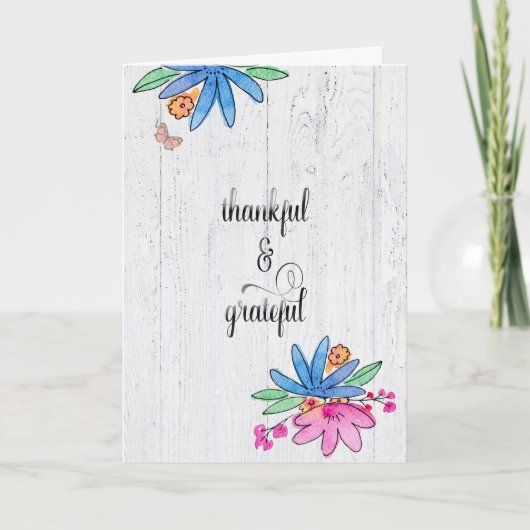木の花を水彩感謝していで サンキューカード (正面)