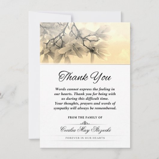 木の花サンキュー悔やみや弔慰葬式 サンキューカード (正面)