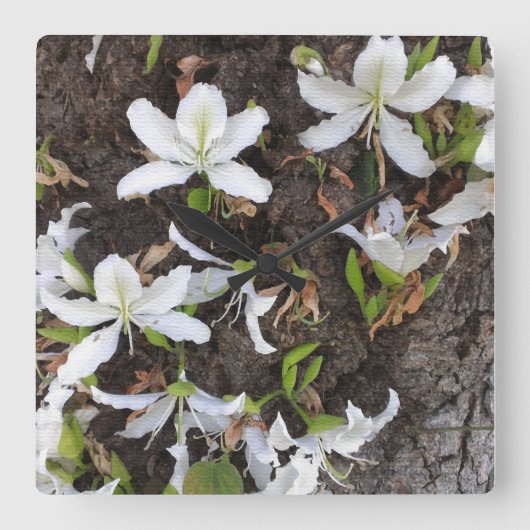 木の花 スクエア壁時計 (正面)