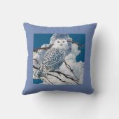 木の芸術の青く雪が多いフクロウ クッション (裏面)