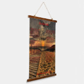 木の茂った厚板の歩道を持つ海 吊り下げ型タペストリー (傾斜あり)