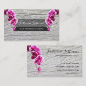 木の茂みに咲く美しい紫のピンクの蘭 名刺 (正面/裏面)