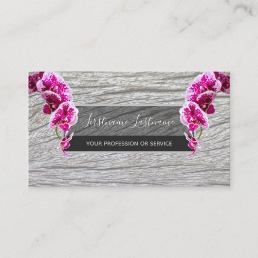 木の茂みに咲く美しい紫のピンクの蘭 名刺 (正面)