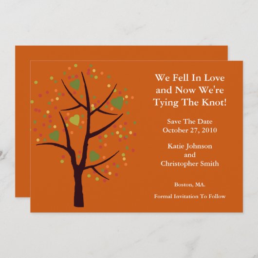 木の葉に恋が落ちる 結婚式場案内 招待状 (正面/裏面)