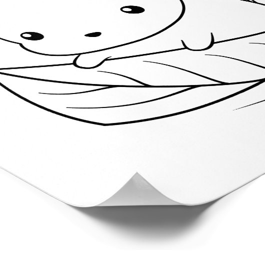 木の葉に浮かぶ、かわいい小さなネズミ ポスター (角)