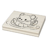 木の葉に浮かぶ、かわいい小さなネズミ ラバースタンプ (スタンプ)