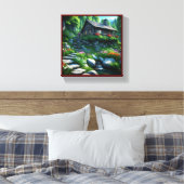 木の葉に覆われた小さなキャビン キャンバスプリント (インサイチュ (寝室))