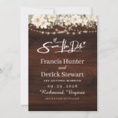 木の葉のストリングライト　ウッド　セーブ・ザ・デート 招待状 (正面)