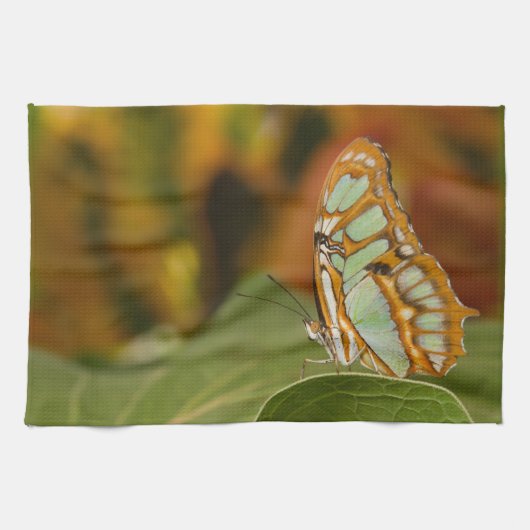 木の葉のマラカイト キッチンタオル (横)