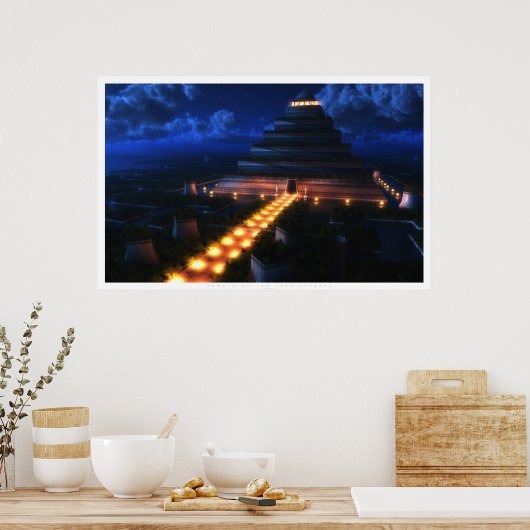 木の葉の寺（夜） ポスター (キッチン)