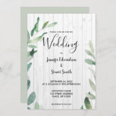 木の葉の水彩ボタニカルウェディングデザイン 招待状 (正面/裏面)