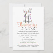 木の葉の落ちる季節の感謝祭の食事への招待 招待状 (正面)