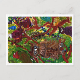 木の葉書にフクロウ#2 ポストカード