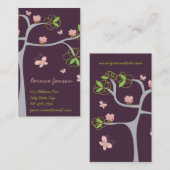 木の蝶のお洒落で甘いピンクのカップケーキ 名刺 (正面/裏面)