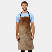 木の表面（茶色と黒） エプロン (着用した状態)