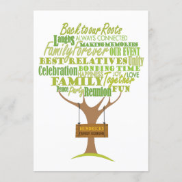 木の要素との家族会のデザイン 招待状