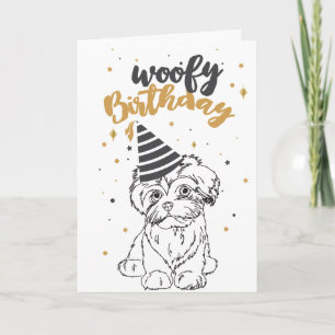 木の誕生日マルチーズかわいい子犬のスケッチかわいい子犬 カード