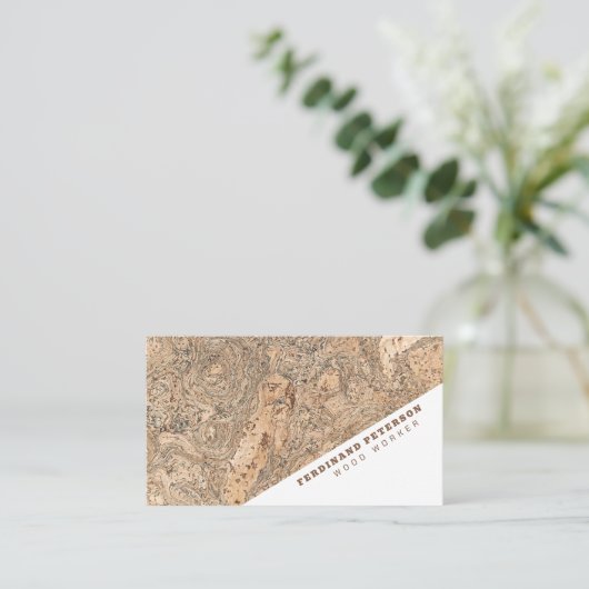 木の質感を持つユニバーサル名刺。 名刺 (スタンド正面)