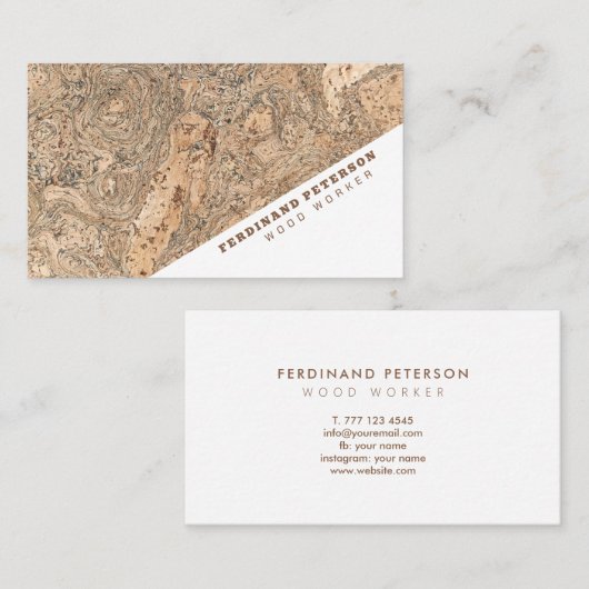 木の質感を持つユニバーサル名刺。 名刺 (正面/裏面)