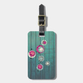 木の質感、単純化された花 ラゲッジタグ (正面縦)