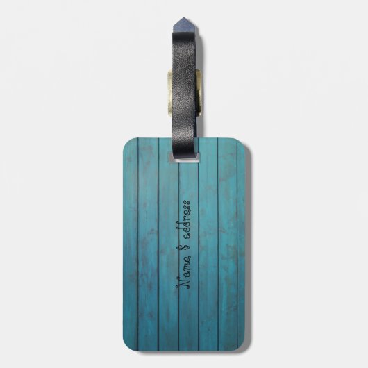 木の質感、単純化された花 ラゲッジタグ (裏面縦)